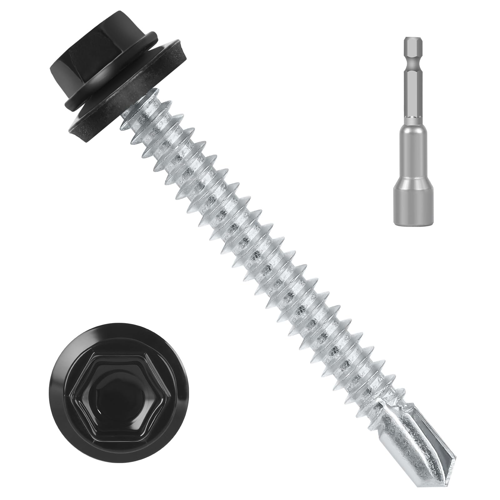 Black Metal Roofing Screws - 50 Pack -8