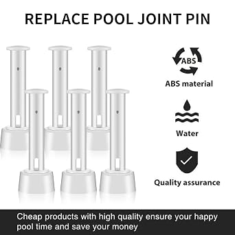 10 Pack Plastic Pool Joint Pins with Seals, Prism Frame Swimming Pool Replacement Parts, Compatible with Intex Metal Frame Pools (Part No. 10312)
