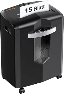Destructeur De Documents 15 Feuilles - Broyeur Croisé Avec Corbeille 20L | Pour Bureau Ou Maison