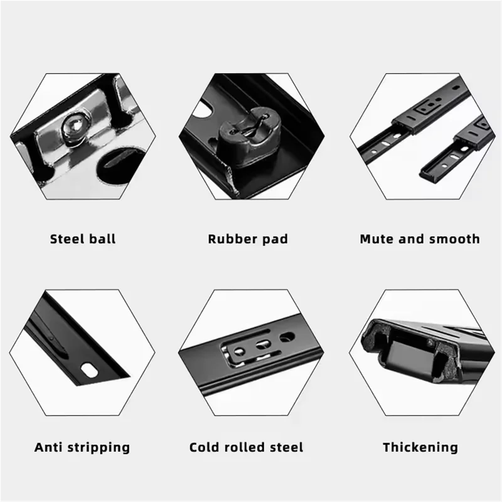 Guida for cassetto ispessita da 4 pezzi - for a tre sezioni in acciaio laminato a freddo, hardware pratico for cassetti di casa, ufficio e cucina per Cassetto(Color 1,30cm-12inch)