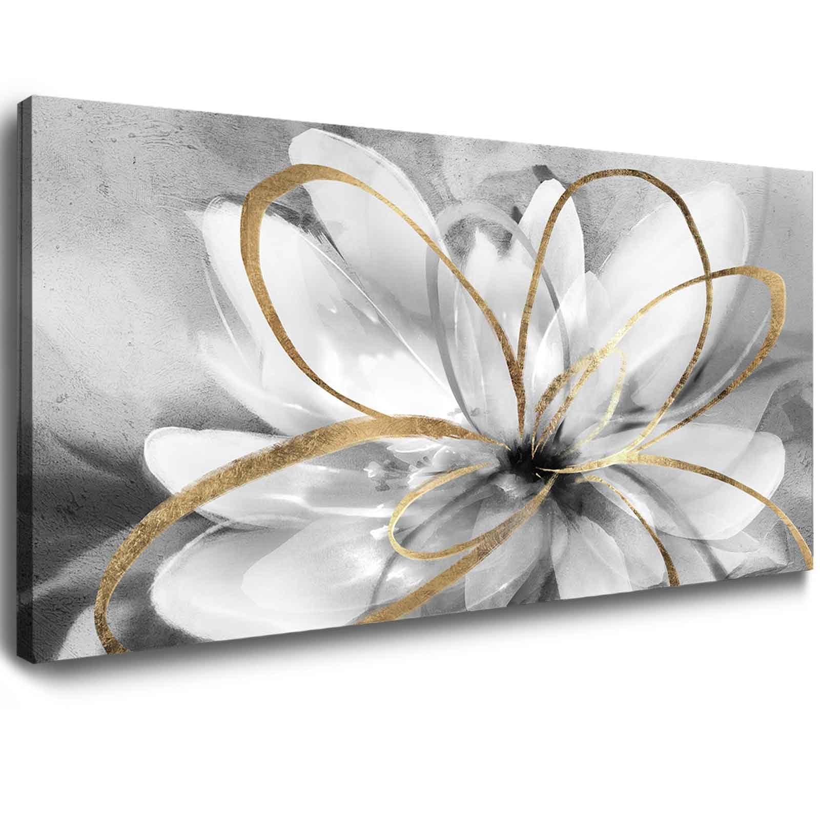 SOUGUAN Black and Grey Wall Decor Flower Art Work 20x40 Inch Line Paintings for Living Room Bedroom Office Wall Decorations