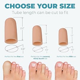 Soft Gel Toe Caps with Healing Coconut Oil - 6 Reusable Pinky Toe Protectors for Ingrown or Missing Toenails, Corns, Calluses & Blister Relief