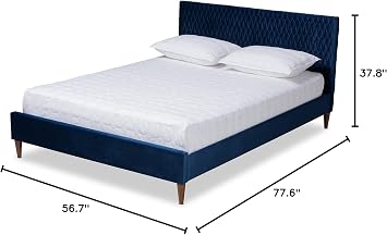 Baxton Studio Bed, Double, Blue