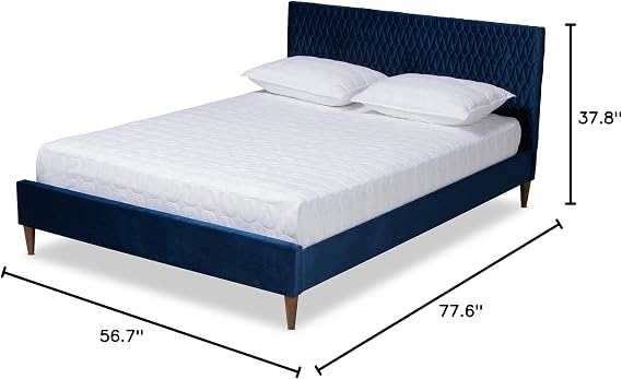 Baxton Studio Bed, Double, Blue