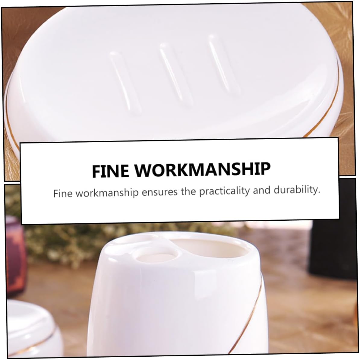 Amosfun 5Pcs Bathroom Accessory Toothbrush Holder Tray Lotion Bottle Mouthwash Cups Space Saving Easy to Clean for Organized Bathrooms