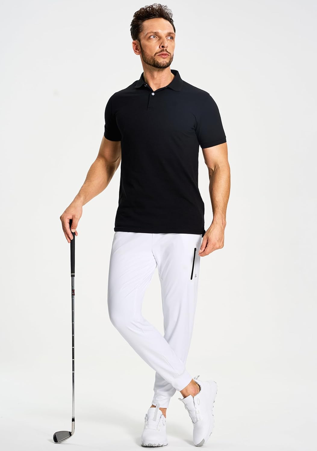 Men's Athletic Joggers Stretch Sweatpants with Zipper Pockets Running Workout Gym Track Golf Pants for Men - Image 5