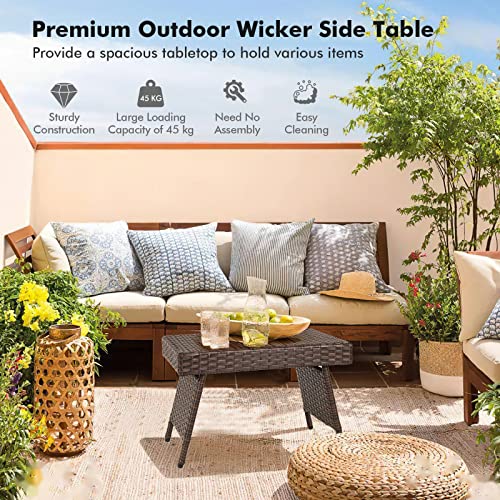Table basse carrée en rotin pliante et imperméable pour extérieur - 8