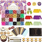 Wax Seal Kit with Gift Box, 808Pcs Sealing Wax Kit with 24 Colors Wax Seal Bead, Wax Seal Stamp, Sealing Wax Warmer, Envelope, Seal Metallic Pen for Christmas Gift Envelope Sealing Wedding Invitation