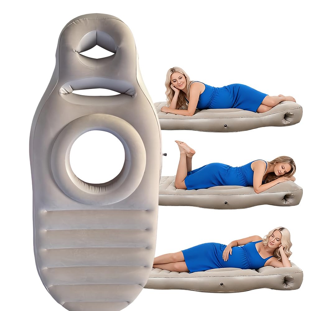 Almohada inflable de embarazo para dormir, colchón de almohada de maternidad con agujero, almohada de embarazo de cuerpo completo, para mujeres embarazadas, dormir boca abajo, apoyo a la