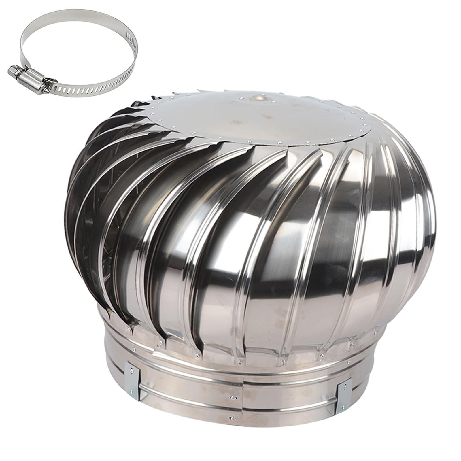 Cgjdfjhe Silver Unpowered Wind Cap, Ventilating Fan, Roof Ventilator, Cap Vent Round, 304 Stainless Steel Air, Venting Kit, Diy Easy Hookup, For(6.3Inch(160Mm))
