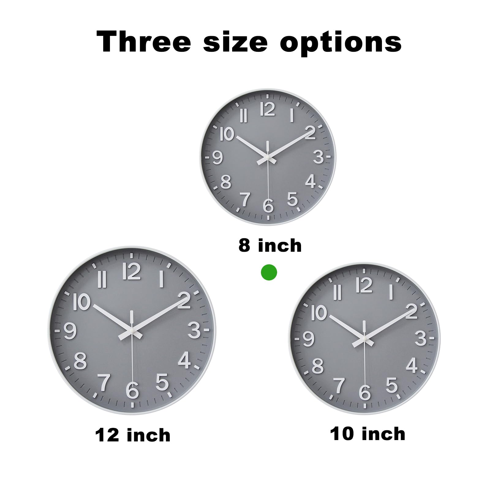 HZDHCLH Wall Clock 8 Inch Silent Non Ticking Quartz Modern Decorative Clock for Office Classroom Home Living Room Bedroom(gray) - Image 3