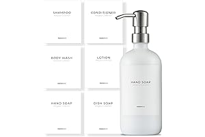 MaisoNovo: Waterproof Labels for Bottles with Contemporary Design - Six-Piece Mix Pack