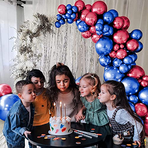 Image of Just Party 25Pcs Red & 25Pcs Blue Metallic Chrome Balloons with Shiny Surface For Birthdays /Anniversary /Engagement /Baby Shower /bachelorette Party Decorations (Pack of 50)
