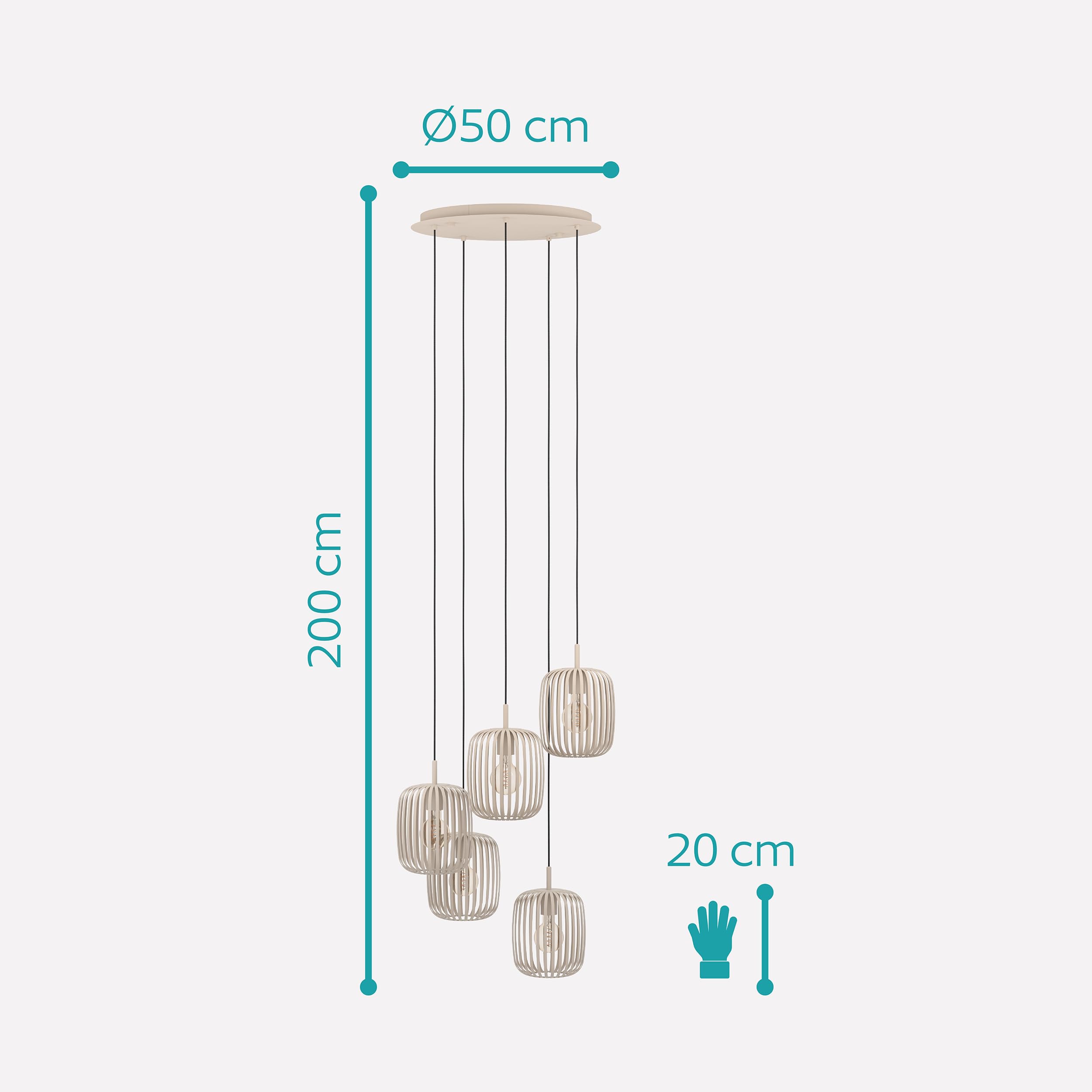 EGLO Lampa wisząca Romazzina, klasterowa lampa sufitowa 5-płomienna