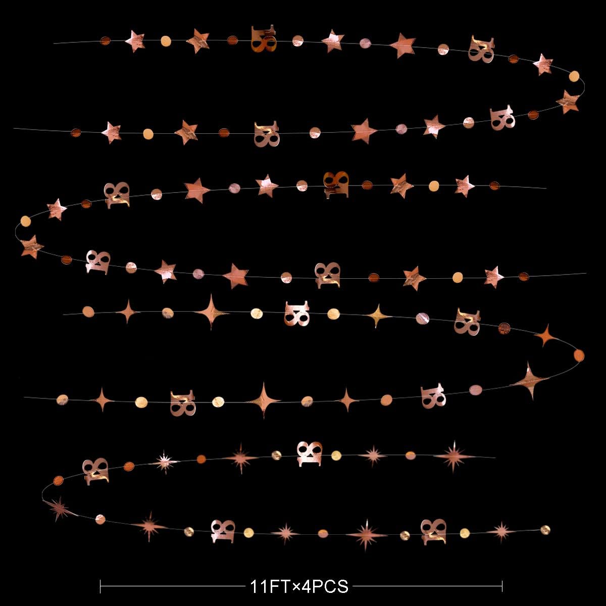 Rose Gold 18th Birthday Decorations Number 18 Circle Dot Twinkle Star Garland Kit Metallic Hanging Streamer Bunting Banner Backdrop for Girls Happy 18 Year Old Eighteen Anniversary Party Supplies - Image 2