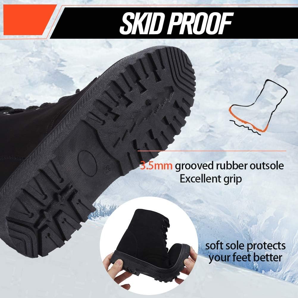 Women's Snow Boots Winter Waterproof II Ankle Boots Suede/Lace Up Cotton Warm Fur Lined Anti-Slip Platform Booties Outdoor