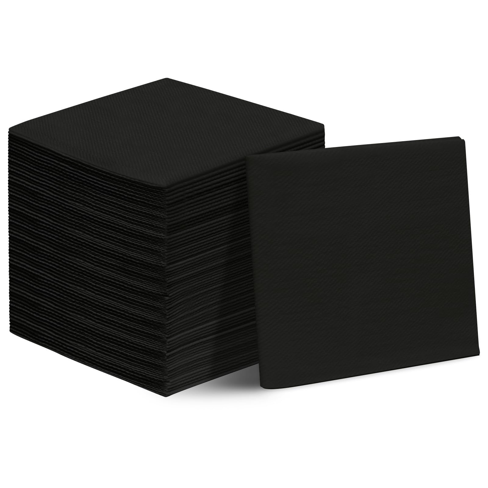 Servilletas de bebidas con tacto de lino negro, 200 servilletas desechables de cóctel, suaves y absorbentes, pliegue de 1/4, servilletas negras de 5 x 5 pulgadas para bar, cafetería, fiesta, boda o