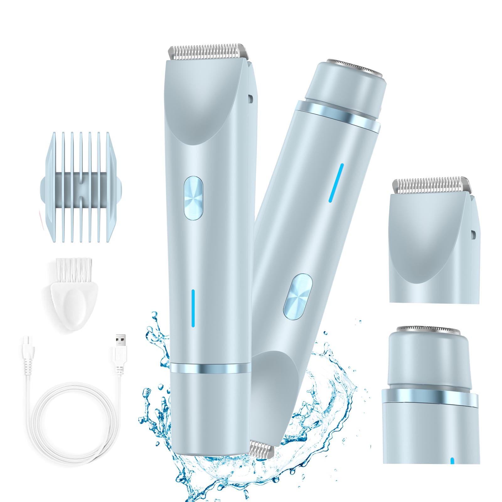 RIYUETAN Bikini Trimmer for Women Electric Razors for Women, Double Head Dual Purpose Hair Trimmer Ipx7 Waterproof Wet & Dry Use,Womens Electric