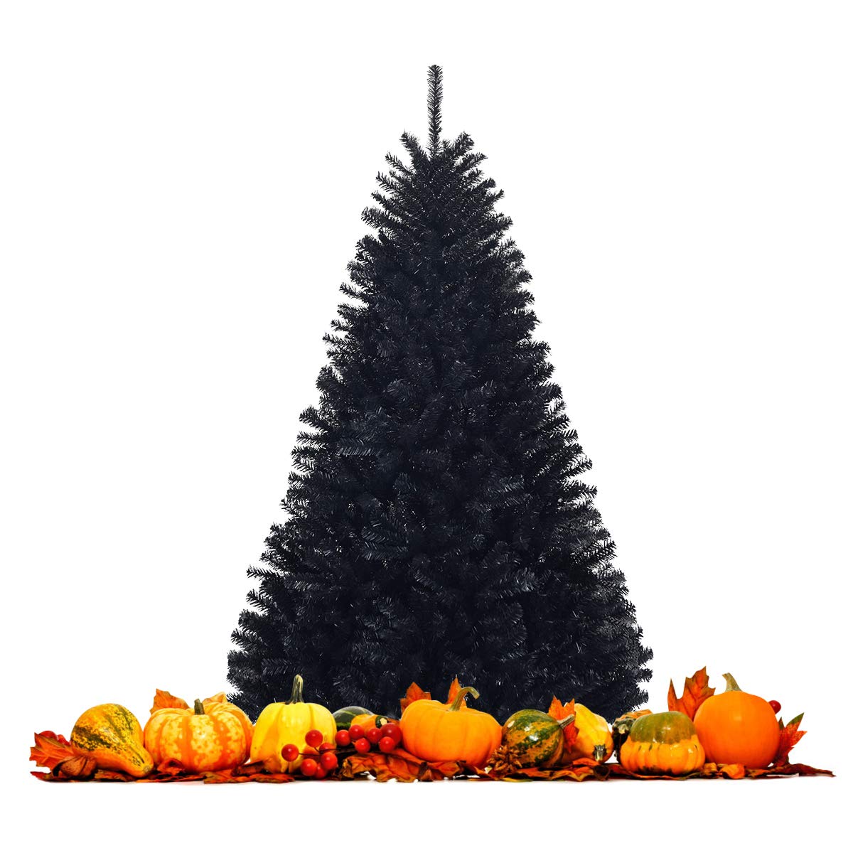 RELAX4LIFE 180 cm Künstlicher Weihnachtsbaum schwarz, Christbaum mit 1036 Spitzen und Metallständer, Tannenbaum für Zuhause, Büro, Schule, Geschäfte
