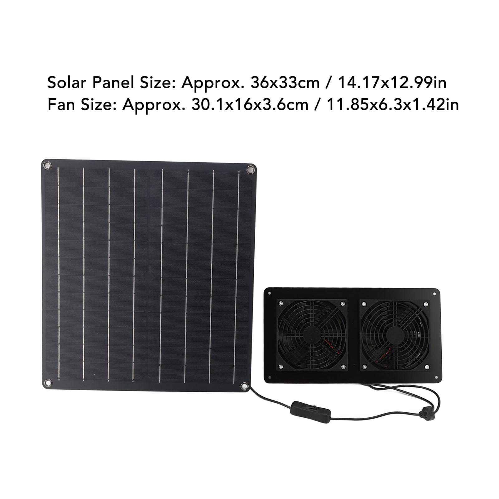 Tissting Kit Ventilatore Solare, Doppio Estrattore 12V 20W con Pannello e Interruttore, Ventilazione per Pollaio Serra Casetta Animali