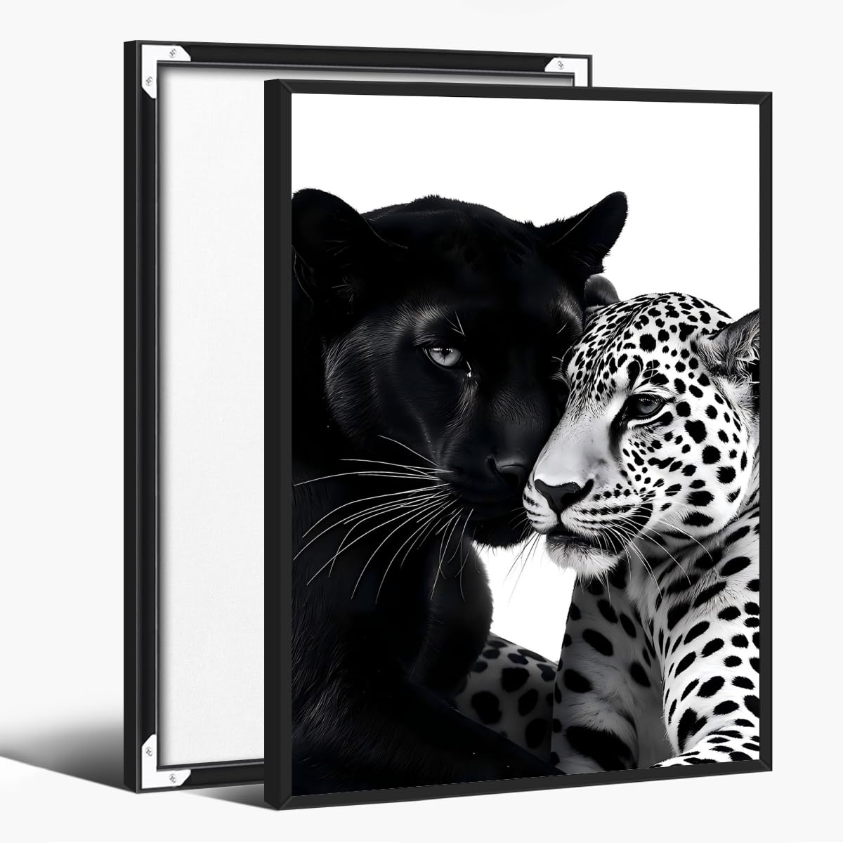 Fashion Black and White Wall Art Stylish Leopard Roar Poster Vintage Funky Canvas Print Preppy Aesthetic Room Home Wall Decor 8x12inch black framed