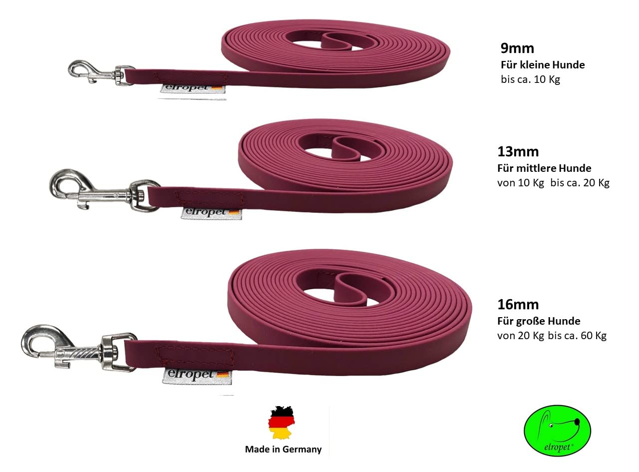 Schleppleine Biothane Hundeleine kleine Hunde 9mm 3m / 5m / 10m / 15m Hundeleine Biothane (5m MIT Handschlaufe, Bordeaux)