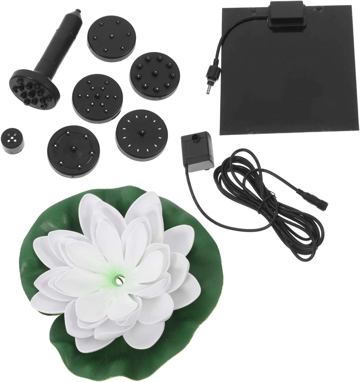 MERRYHAPY 1set Solar Powered Floating Lotus Fountain for Bird Bath and Garden Decor Lily Fountain for Small Ponds and Design