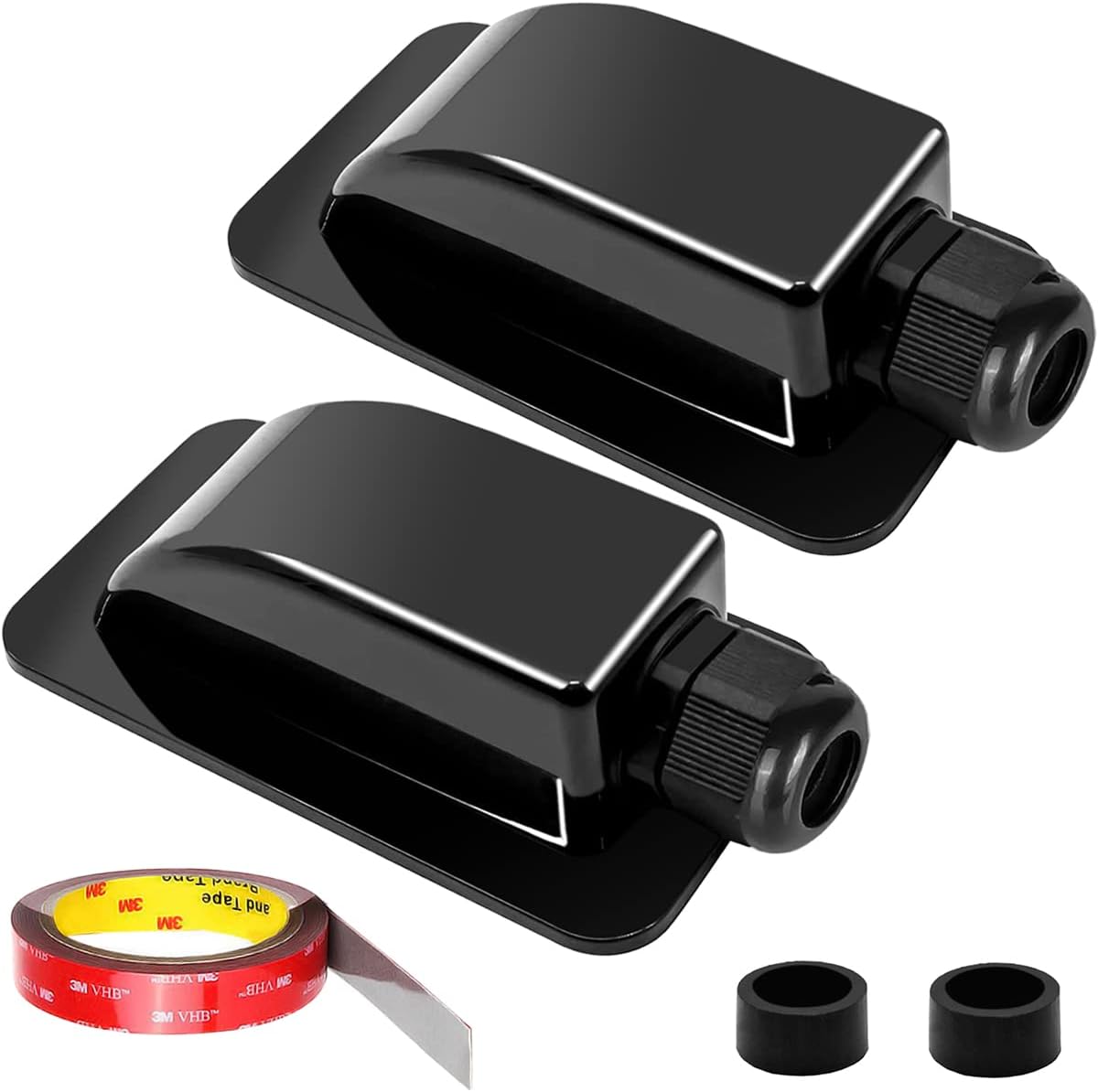 Xiatiaosann Solar Cable Gland Waterproof Housing Single Port Cable Entry Box ABS 3mm to 12mm for RV Boats, 2 PCS Solar Panel Wiring Mounting Brackets, IP68 Black