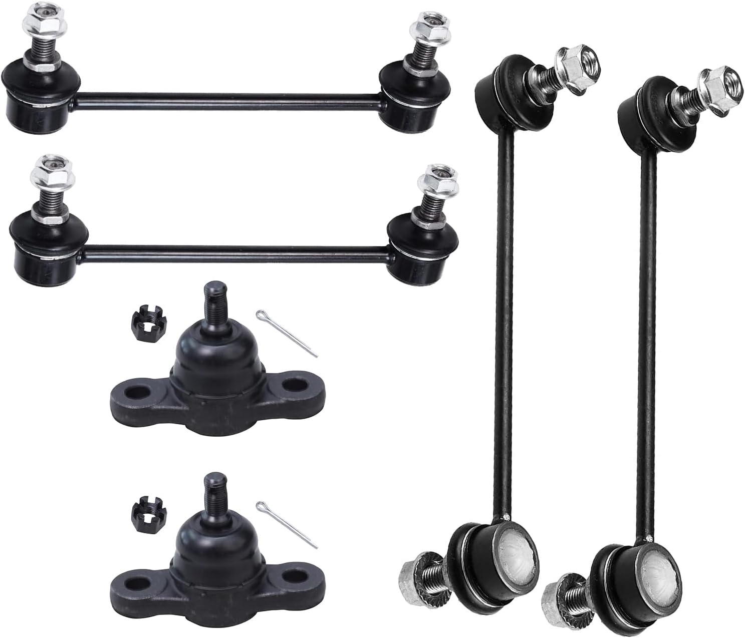 Detroit Axle - Front 6pc Suspension Kit for Hyundai 09-12 Elantra, Lower Ball Joints Front and Rear Sway Bar End Links 2009 2010 2011 2012 Replacement