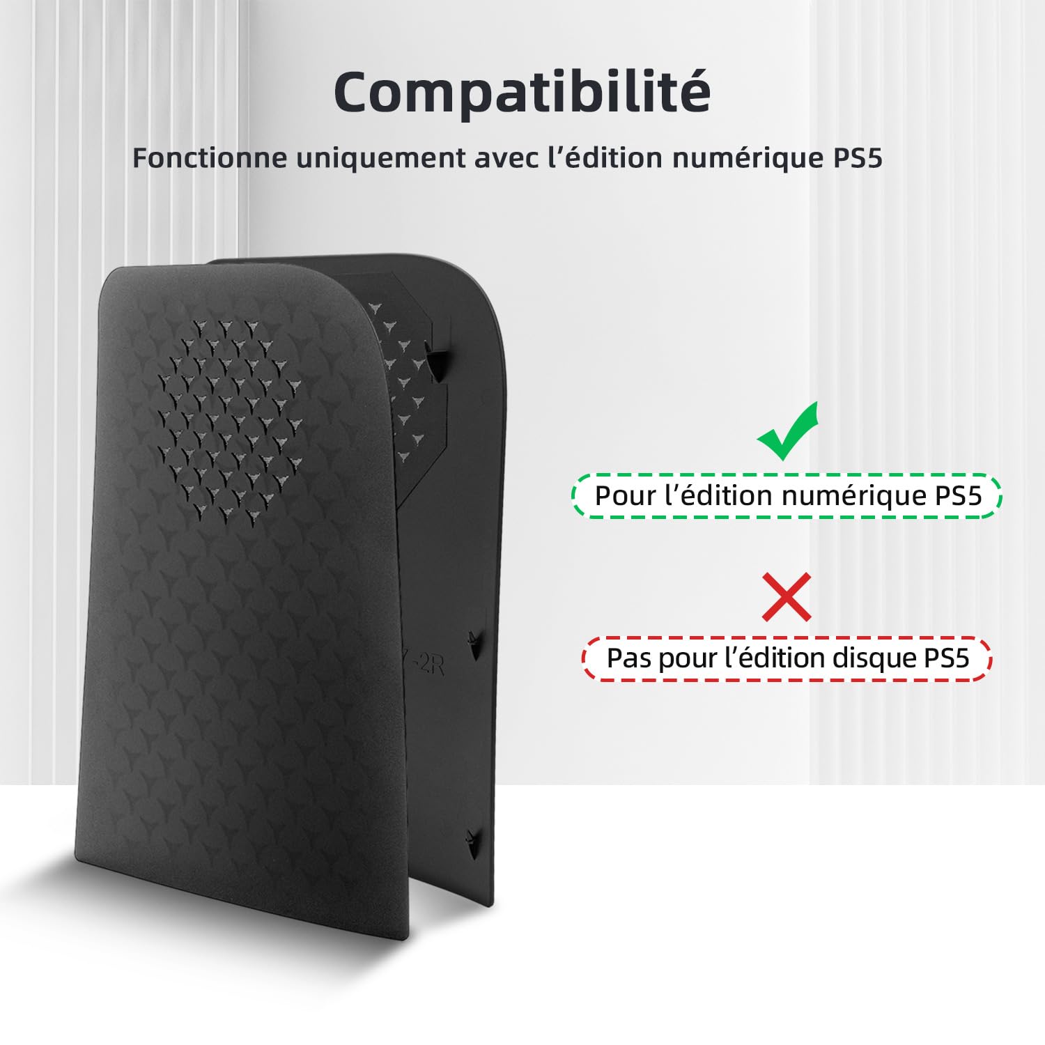 Mcbazel PS5 Façade Remplacement Avant Rigide Console Digital PS5 Plaque de Remplacement du Panneau de Ventilation de Refroidissement pour PlayStation 5 Digital Edition - Noir(Pas pour PS5 Slim/Pro)