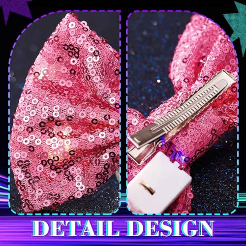 Pinza de pelo con lazo y luces LED rosa miniatura 6