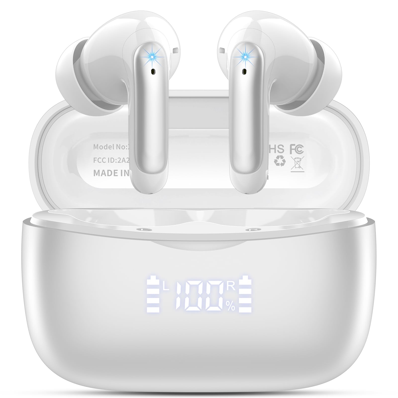 Cuffie Bluetooth, 56 Ore di Riproduzione, Auricolari Bluetooth 5.3 per iOS & Android