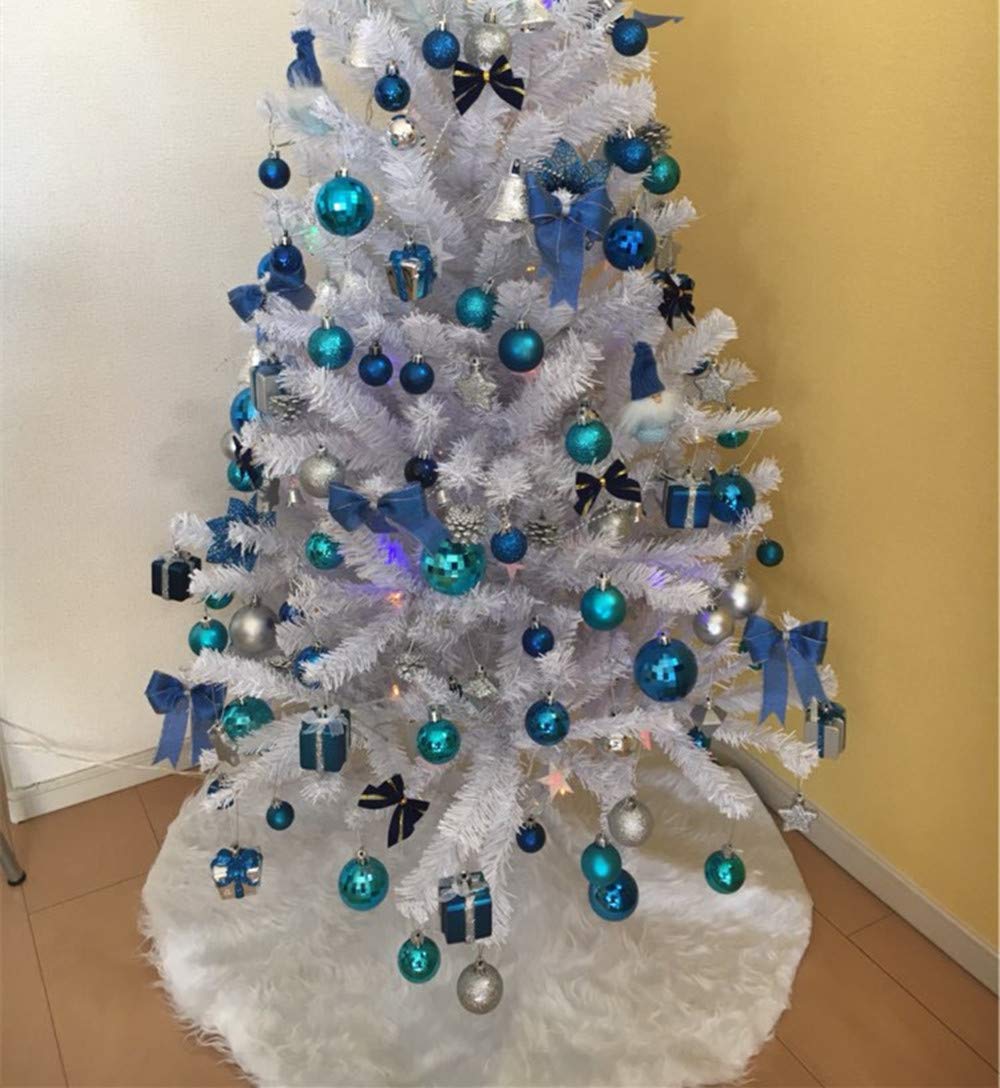 Jupe De Sapin JMAHM En Fausse Fourrure – Blanc/Violet – 90 Cm – Velcro – Douce Et Réutilisable