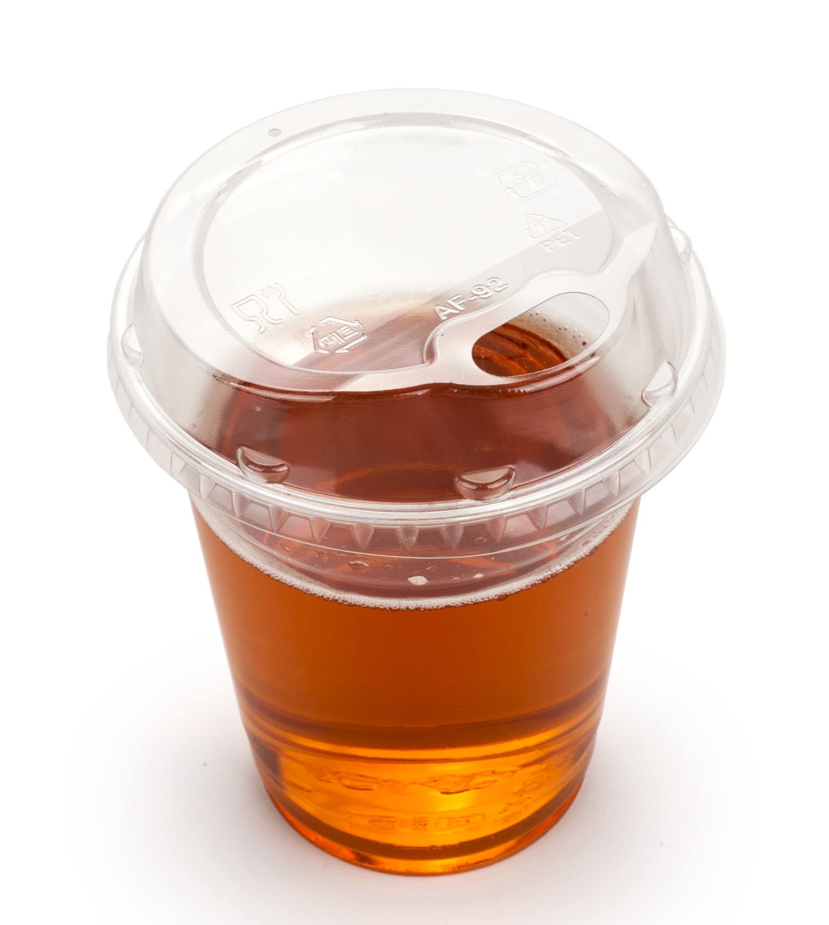 Golden Apple Cup series, 12oz 50sets Clear Plastic cups with Sip lids (Strawless) 50Cups+50Lids, BPA Free