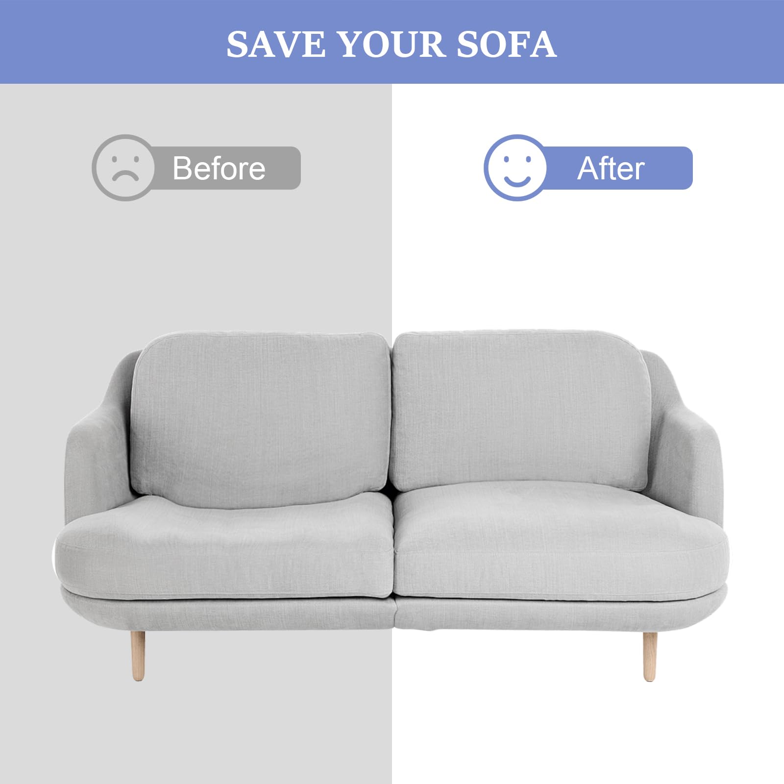 LIROPAU Sofaschoner und Schwamm-Sofa-Stützpolster, 50 x 50 x 8 cm Sofa-Reparaturschaum, Sofakissen-Unterstützung, Hochdichter Durchhang-Reparatur-Ersatz für Sof-a, Couch, Loveseat Chair (2)
