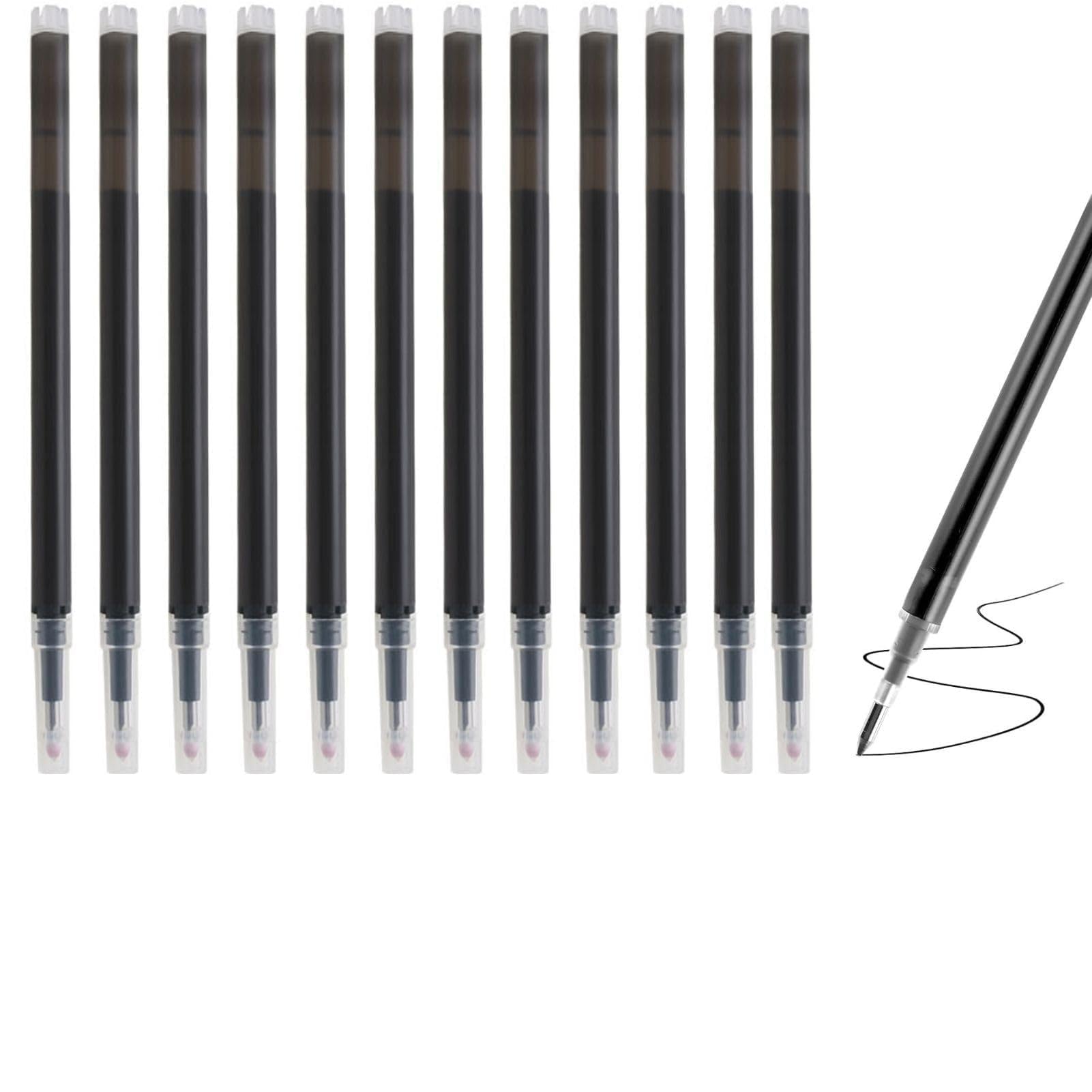 – 12-Pack Erasable Pen Refills, Compatible with Pilot Frixion Pens, Black Ink, 0.5 mm Stainless Steel Tip - Smooth, Durable Writing Experience (Black)