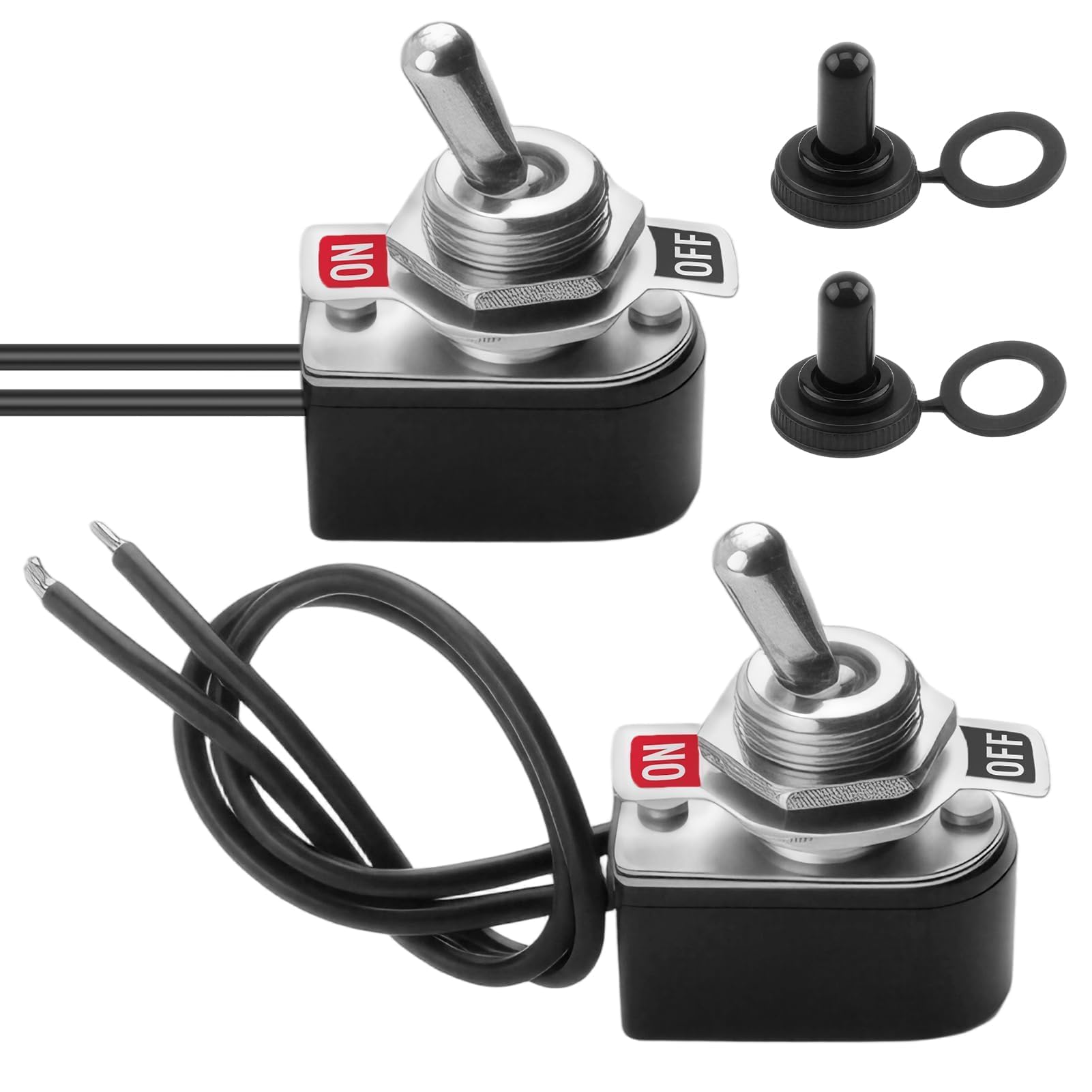 Kippschalter 6A 125V 3A 250V, 2 Stück Schalter Wasserdicht 2 Polig SPST Mini Kipptaster 2 Position Ein Aus mit Wasserdichter Kappe für Autos und Elektrischen Geräten