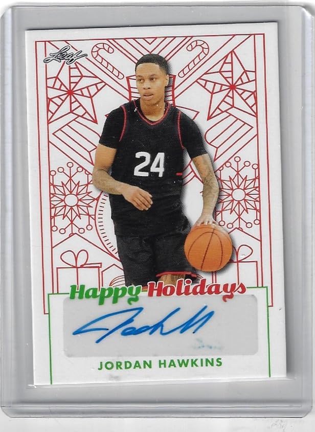 Jordan Hawkins Autographed Happy Holidays Collectible Basketball Card - 2023 Leaf Basketball Card #BA-JH3 (Pelicans)