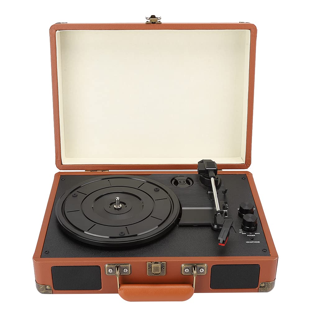 Turntable Playback Jukebox,Vintage Three Gear Speed Vinyl Bluetooth Music Suitcase Turntable for 18/20/30cm Record,Support PH/INT/BT 2.0 Stereo Sound Effect Configuration(Transl)