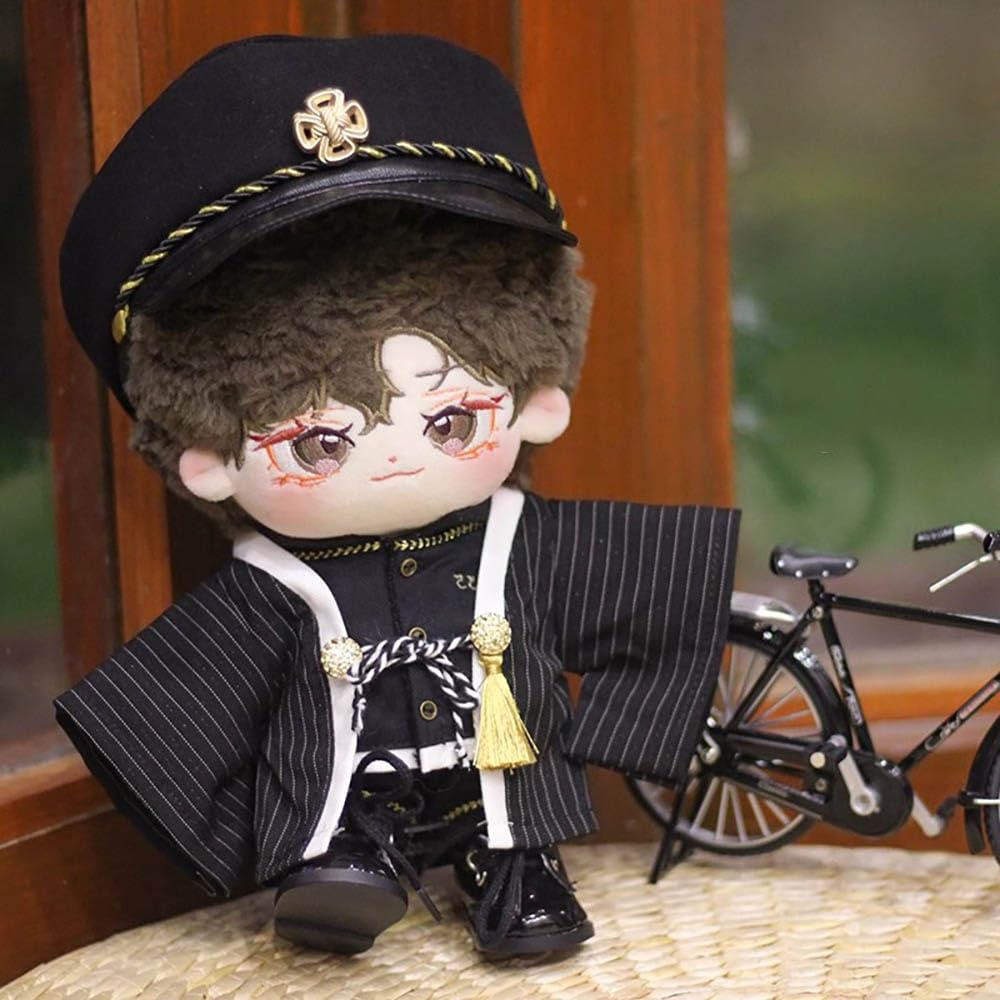 Niannyyhouse Set Di Vestiti Per Bambola Di Peluche 20 Cm - Completo Da Demone Blu Con Cappello, T-Shirt, Pantaloni, Occhiali, Collana E Scarpe (6 Pezzi)