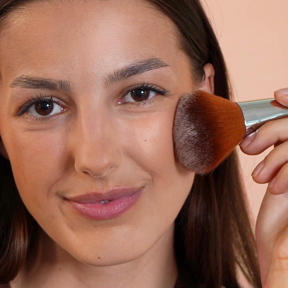 JUNGLÜCK Cara en polvo transparente – Maquillaje mate y fijo | Polvo natural sin aspecto polvoriento fija el maquillaje sin secarse, color rosa, vegano