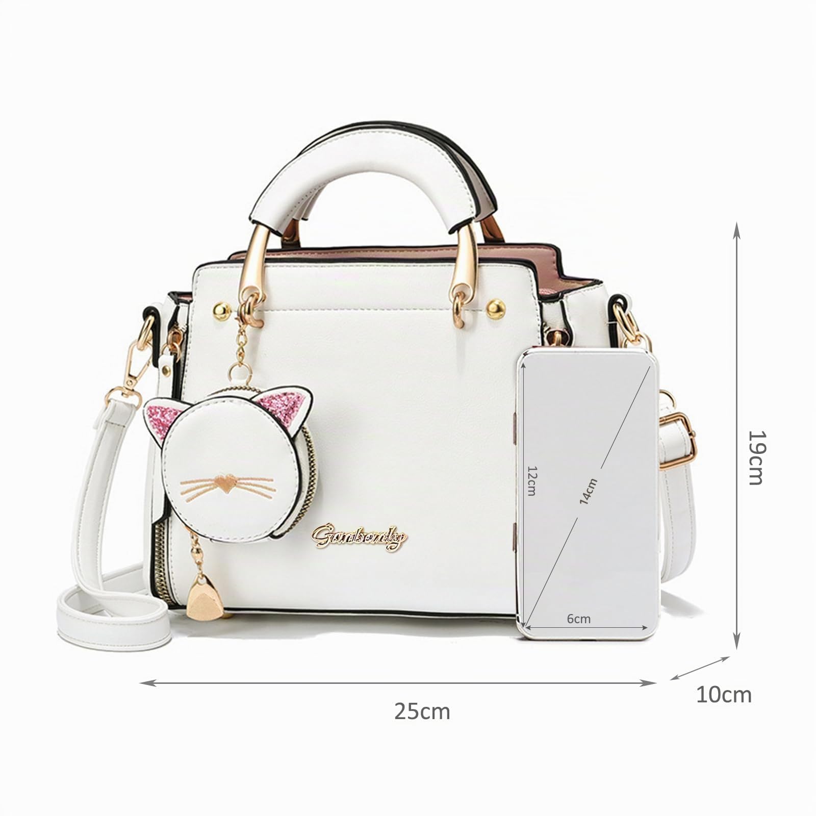 NICOLE & DORIS Frauen Umhängetasche Klein Tasche Mode Handtaschen Damen Kuriertaschen Handytasche Mädchen Crossbody Schultertaschen mit Geldbörse Weiß