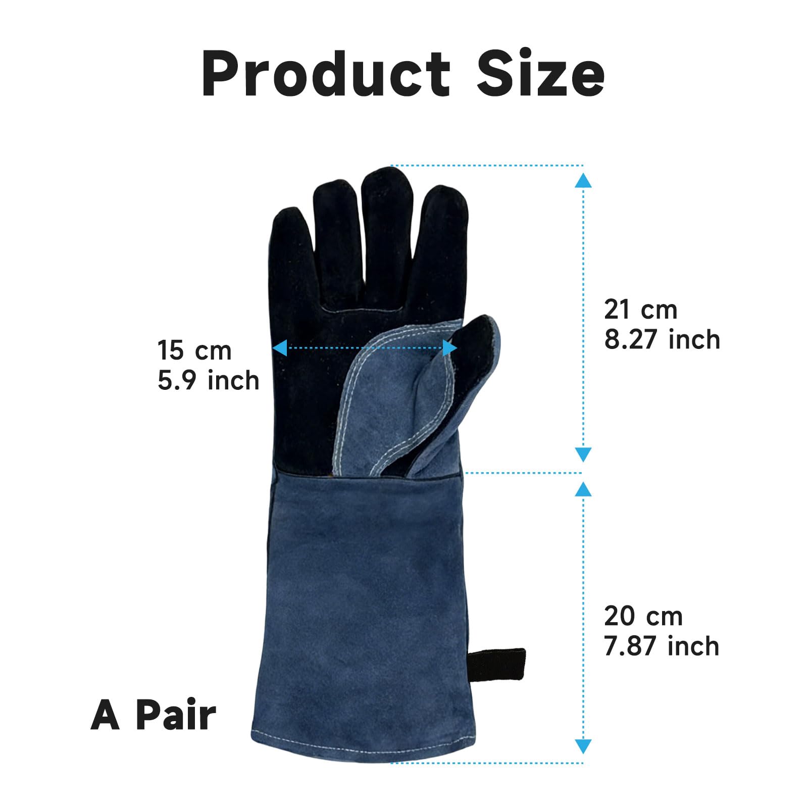 Guantes de Barbacoa de Cuero, Resistentes al Calor, Guantes de Barbacoa de Cuero Ignífugo, para Ignífugos, Soldadura, Chimenea, Horno, Cocina, Estufa, Estante de Olla - 3