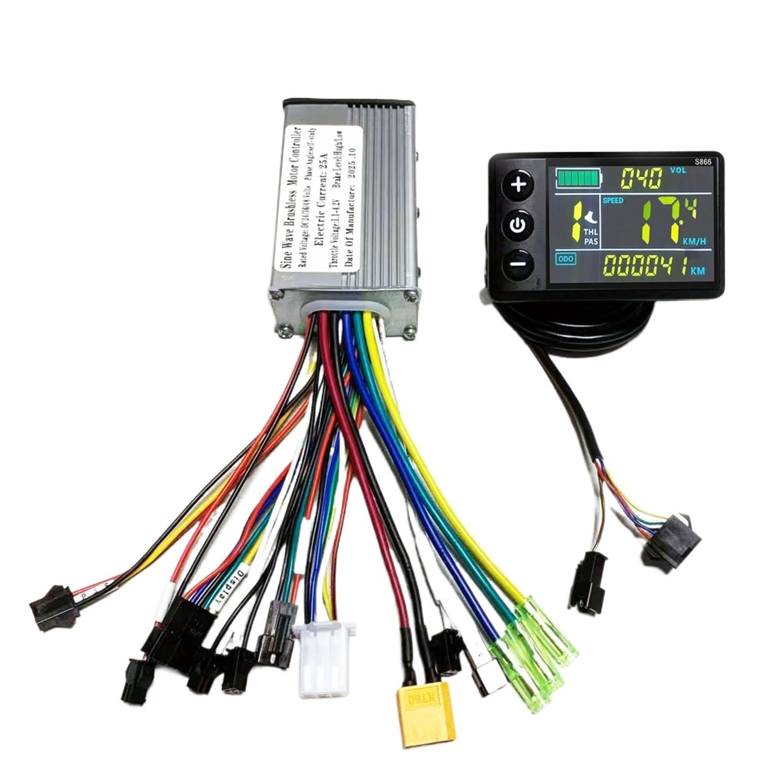HHB18I 24V36V48V sine wave brushless motor controller 250W 350W-500W with S866 color LCD instrument