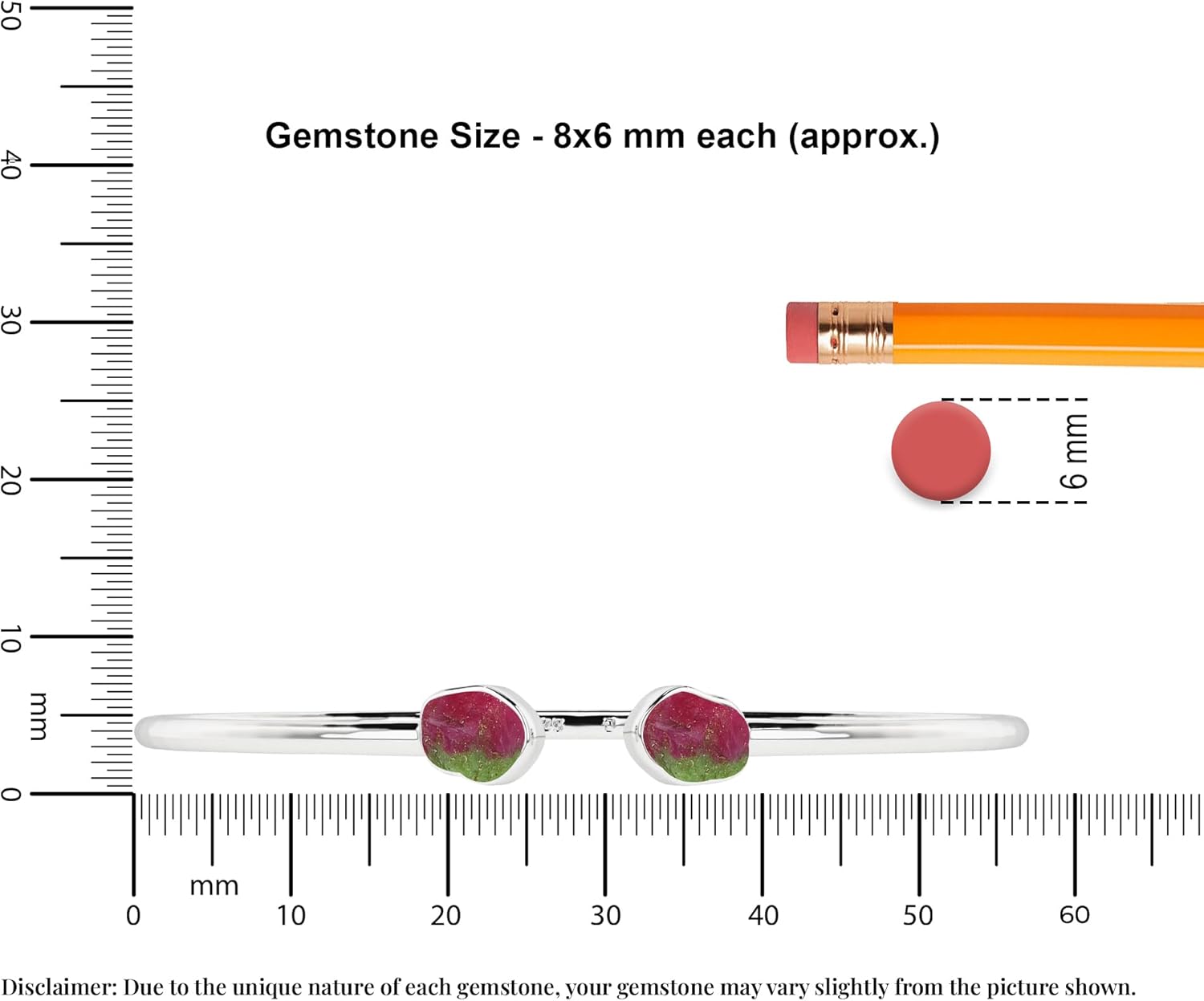 Natural Rough Ruby Zoisite 2 Stone Adjustable Twister Bangle Bracelet for Women in Sterling Silver, July Birthstone Jewelry Gifts for Her Birthday, Anniversary, Graduation (Bezel-Set) - Image 3