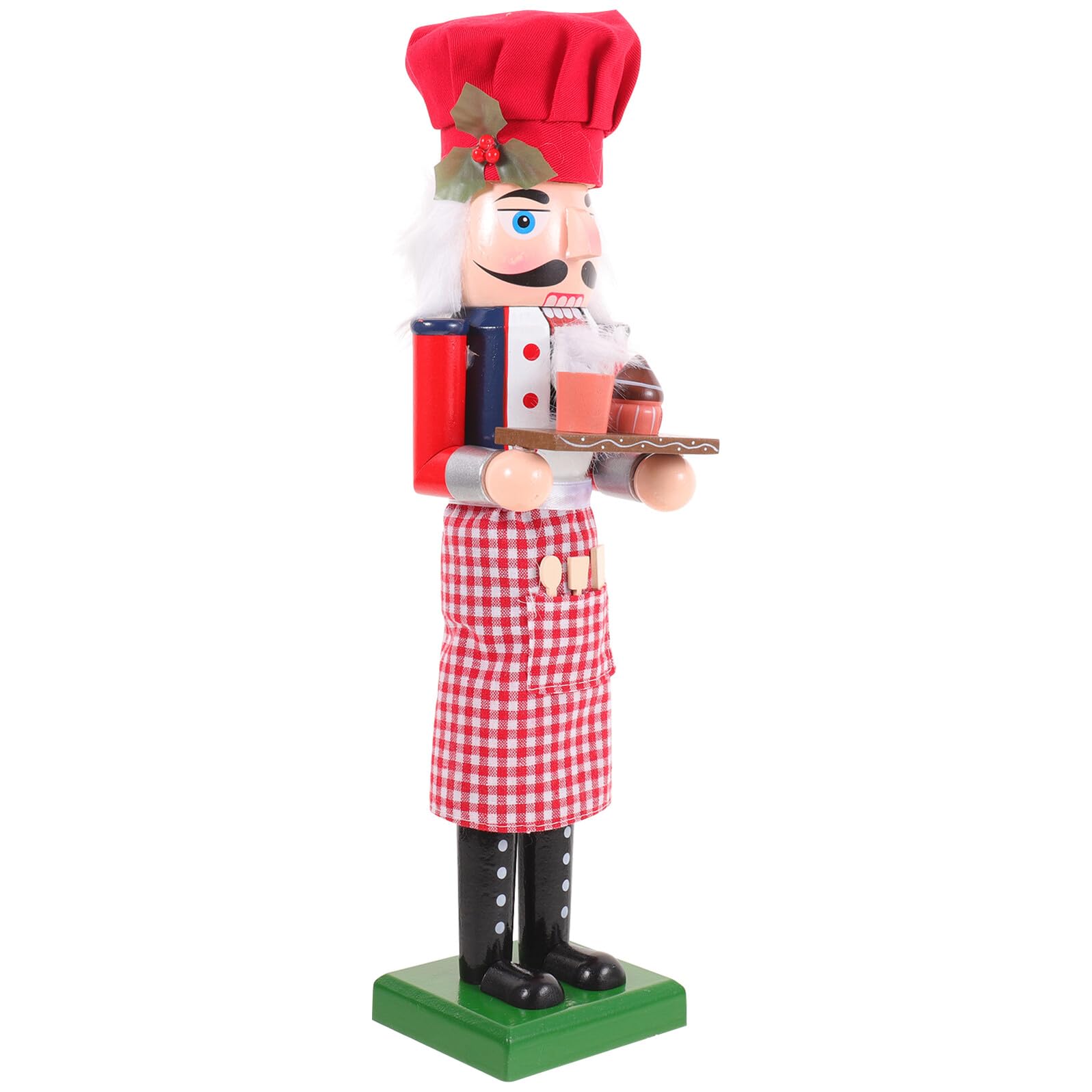 Casse-Noisette en bois décoratif haut de gamme de 20 cm avec des tissus colorés de fête