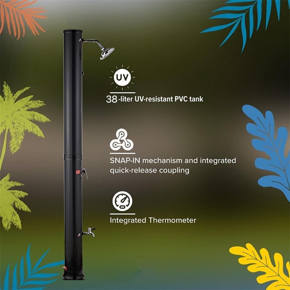 Portable Solar Outdoor Shower,W/Shower Head and Foot Shower Tap, Outside Shower for Poolside Pool Spa Backyard Beach