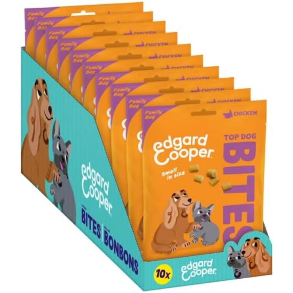 Edgard & Cooper Golosinas naturales - Bocaditos para Campeones - Pollo (Pequeño) - (10 x 120g), Sin cereales, carne fresca , llena de aminoácidos esenciales para un estómago sano