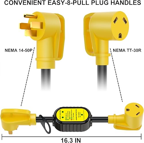 Miniatura 2 de EyGde Adaptador RV de 50 amperios a 30 amperios  protector de sobretensiones RV de 30 amperios analizador de circuitos protector de potencia para