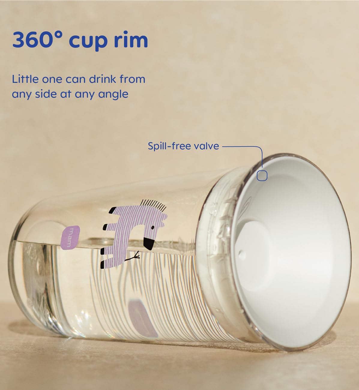 MAM Tasse facile à boire pour enfant | 290 ml | Bord à 360° pour siroter à n'importe quel angle | Transparent comme du verre | Facile à tenir | Valve en silicone souple monobloc | Accessoires pour - 3